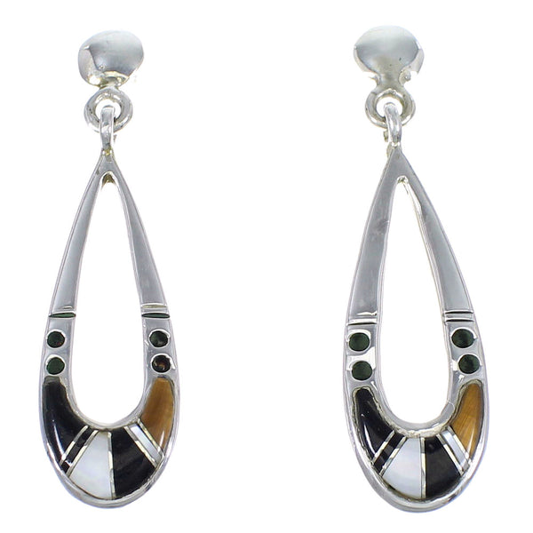 Multicolor Silver Southwest Post Dangle Earrings YX70837